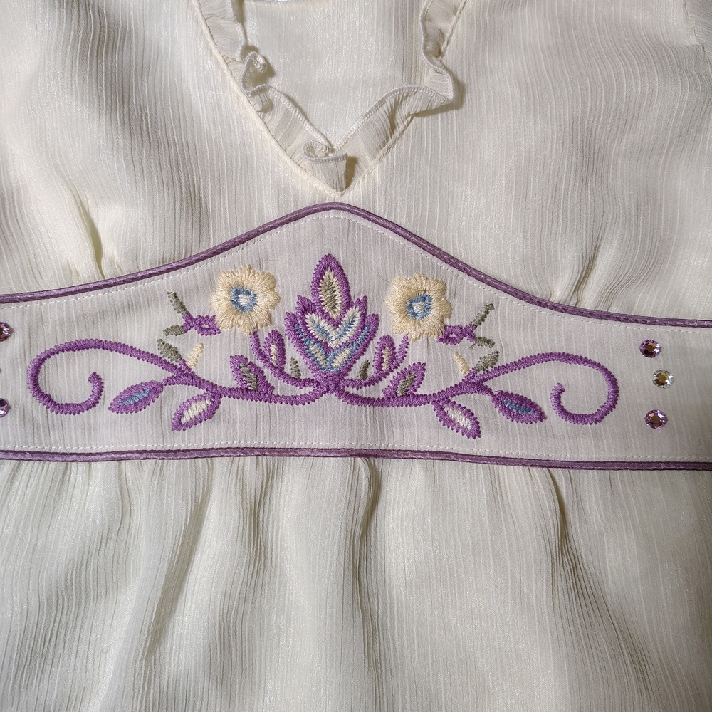Bohochic Embroidered Fairycore Girls Top Size M 10/12 T61 - Picture 2 of 8